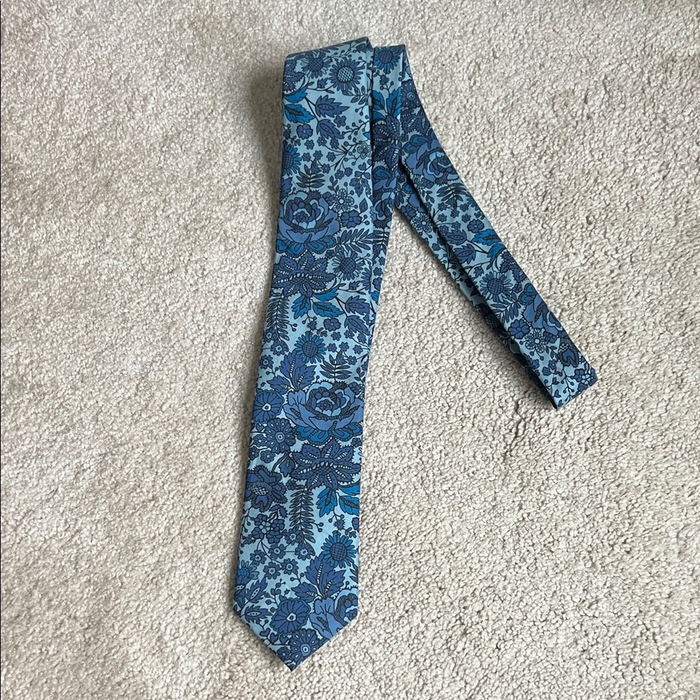 J. Crew Liberty Blue Floral Pattern Tie